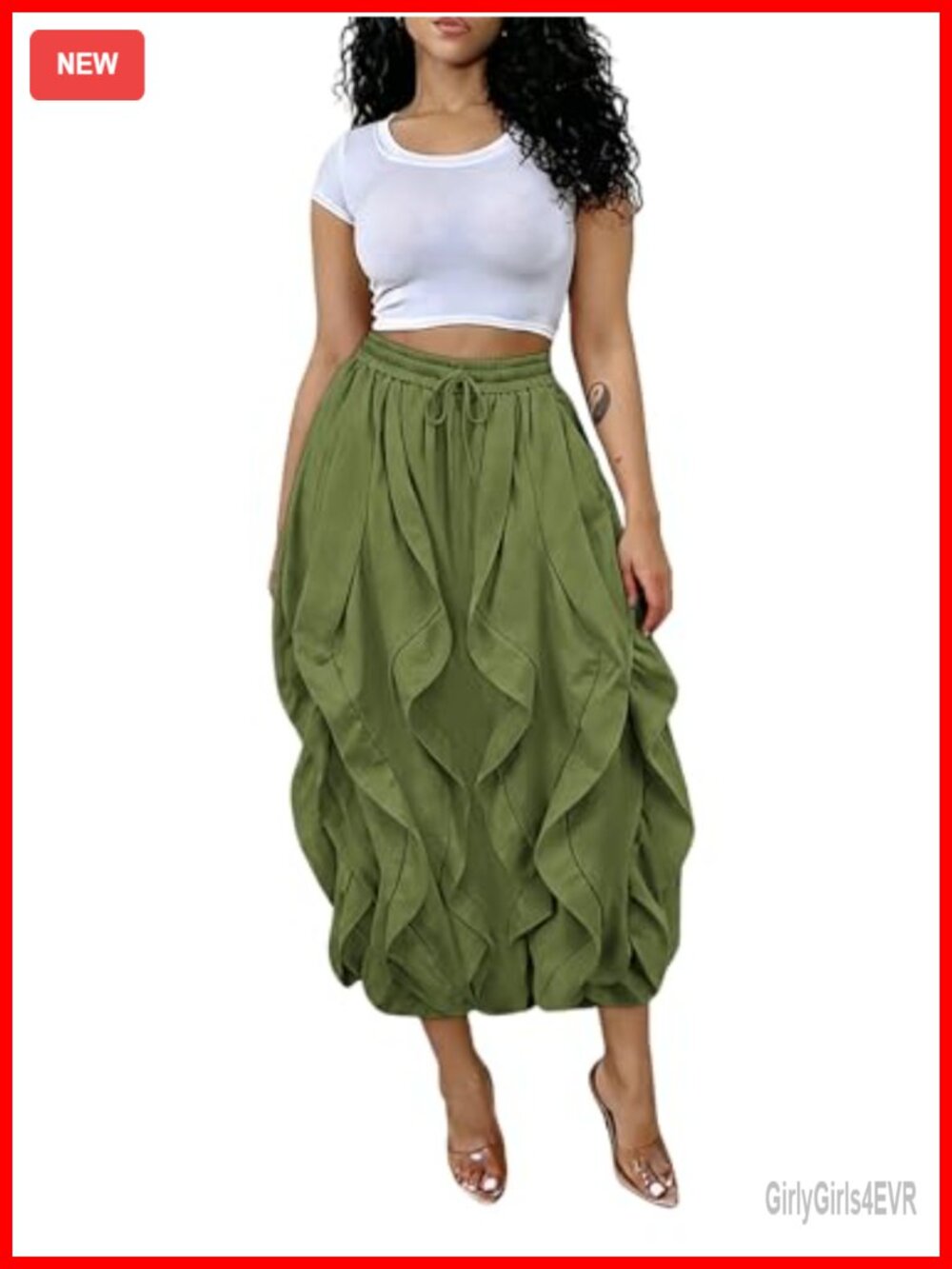 Y2K Cargo Maxi Skirt High Waist Drawstring A-Line Going Out